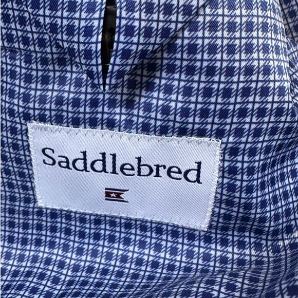 Saddlebred Blue Sports Coat Size 40R Cotton Two Button Single Breasted Blazer - Picture 3 of 7